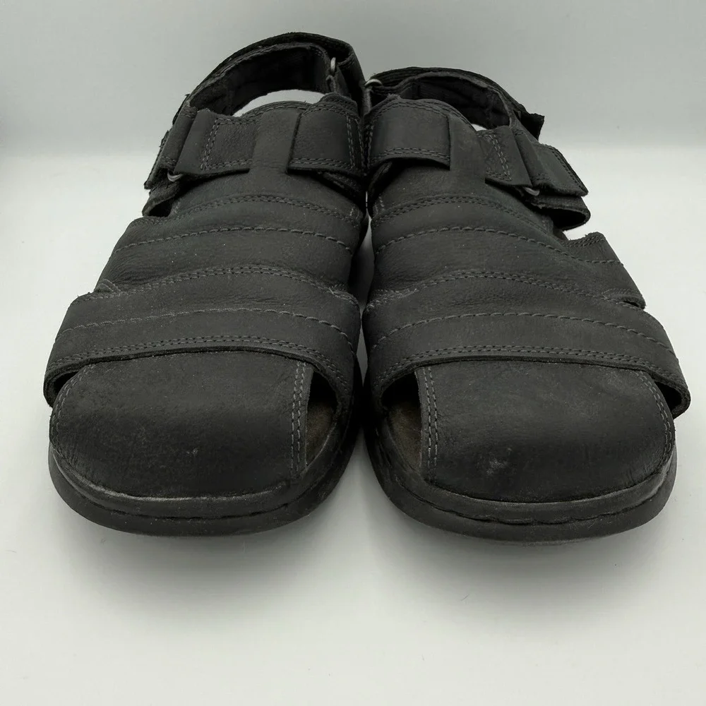 Clarks‎ Collection Sandals Mens 10M Hapsford Cove Fisherman Black Leather Casual